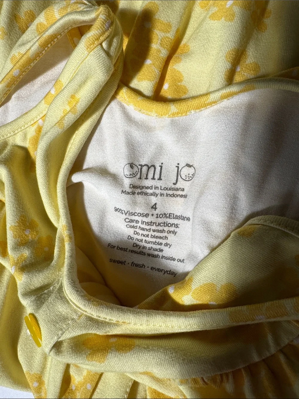 OMI JO 4T Pockets Yellow Floral Faux Button Detail A Line Tank Dress Girls WDW
